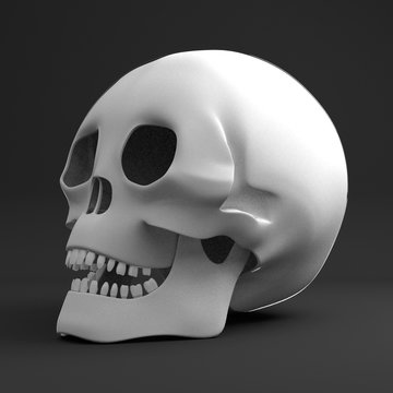 3D human skull on black background