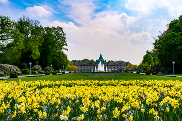 Beautiful park in front of spa house in city of Bad oeynhausen