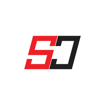 letter sj simple geometric line logo vector