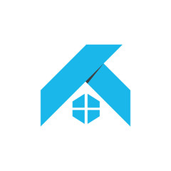 simple roof shape origami design symbol vector