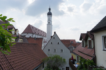 Kirchturm in der Altstadt von Landsberg am Lech