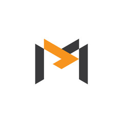 letter m arrow geometric line logo vector