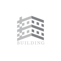 tall building geometric design logo vector