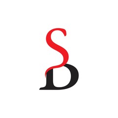 letter sb simple ribbon shape logo vector