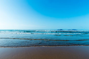 Beach view at Caleta de Famara, Lanzarote.