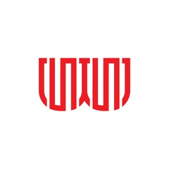 letter w stripes geometric line logo vector