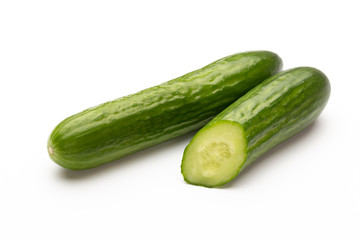 Fresh cucumber on white background.
