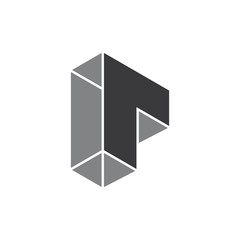 letter r 3d geometric logo vector