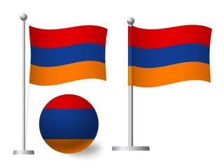 armenia flag on pole and ball icon