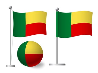 Benin flag on pole and ball icon