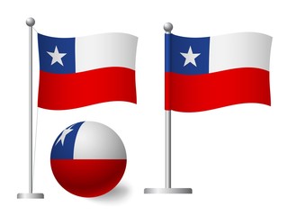 Chile flag on pole and ball icon