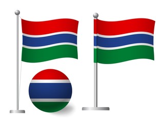 Gambia flag on pole and ball icon