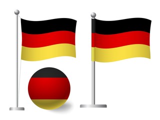 Fototapeta na wymiar Germany flag on pole and ball icon