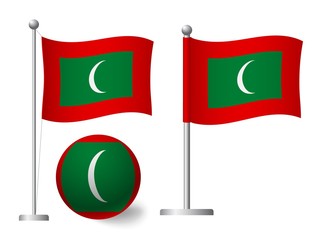 Maldives flag on pole and ball icon