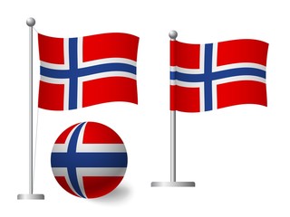 Norway flag on pole and ball icon