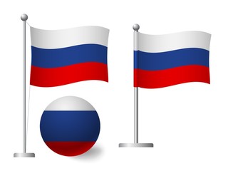 russia flag on pole and ball icon