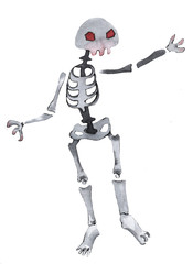 watercolor skeleton charachter monster halloween illustration 