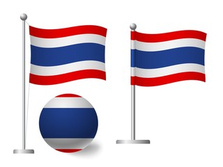 Thailand flag on pole and ball icon