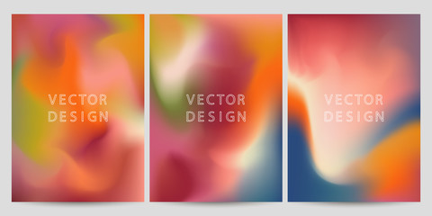 Abstract gradient fluid shapes backgrounds set. Vector trendy liquid colors. Design layout for brochures, presentations, banners, flyers, and posters. EPS 10