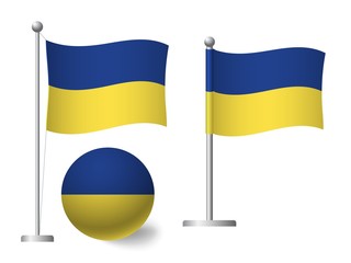 Ukraine flag on pole and ball icon