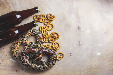 Meal for the Munich Oktoberfest with sausages and beer