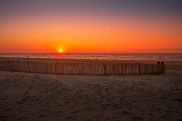 Beautiful sunset at beach in Netherlands