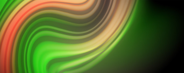 Fluid liquid color wave lines, glowing colorful light effect, abstract composition template. Geometric technology abstract pattern. Movement concept