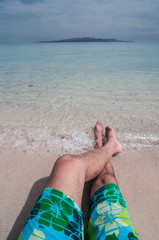 Beautiful cristal clear water of TECOLOTE BEACH by the sea of cortes in La Paz Baja California Sur State. MEXICO