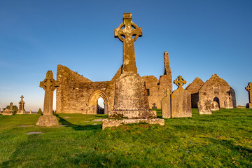 Clonmacnoise Monastery in Ireland countryside