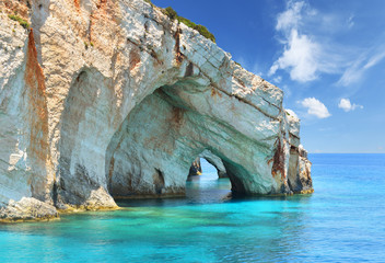 Blue caves on Zakynthos island - Greece - obrazy, fototapety, plakaty