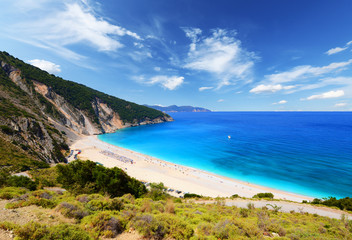 Naklejka na ściany i meble Famous beach Mirtos on Kefalonia island in Greece