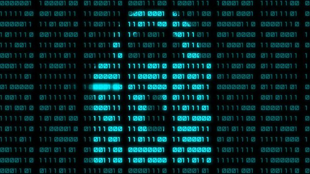 Animation of padlock symbol at binary code background. Abstract global security and technology concept. Seamless loop abstract background.
