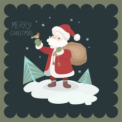 Greeting card with Santa Claus. Vector graphics.