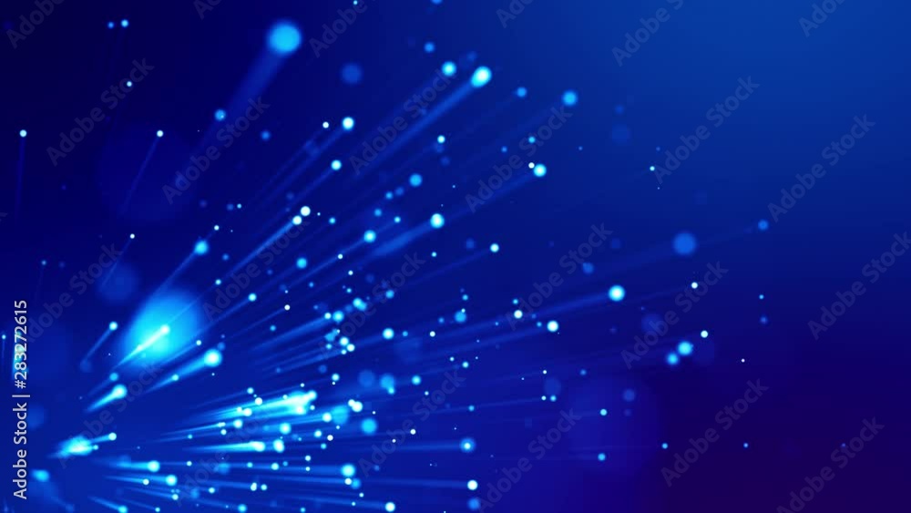 Aufkleber blue shiny sparkling particles with light rays move in a viscous liquid. it is 4k 3d animation as ab