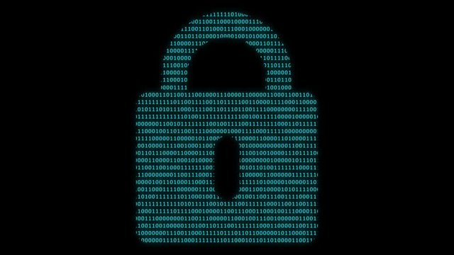 Animation of padlock symbol at binary code background. Abstract global security and technology concept. Seamless loop abstract background.