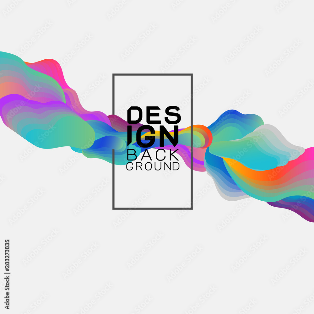 Poster abstract strip gradient wavy shapes composition and frame for text on middle position. vector illust