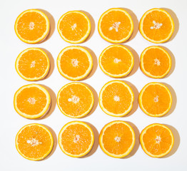 Oranges on white background