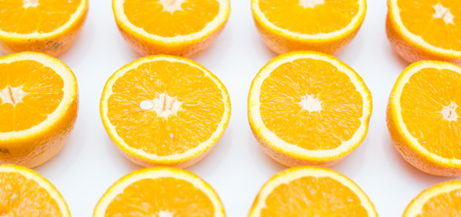 Oranges on white background