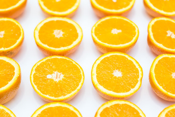 Naklejka na ściany i meble Oranges on white background
