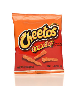 IRVINE, CA - APRIL 4, 2019: A package of Cheetos cheese flavored puff corn snack, from Frito-Lay.