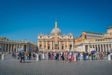 Vatican Obelisk and the St. Peter's Basilica in the Vatican