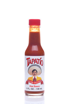 IRVINE, CALIFORNIA - MAY 23, 2018: A bottle of Tapatio Hot Sauce, produced in Vernon, California.