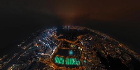 Panorama aerial view of Hong Kong Nightscape on Causeway Bay