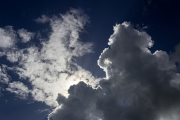 Obraz premium blue sky with clouds and sun