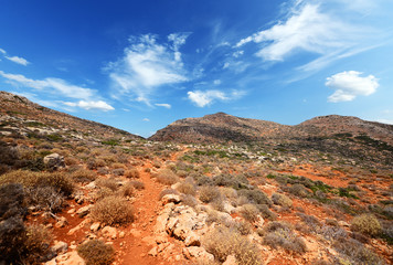 Fototapeta premium Landscpae of rocky Desert over blue sky