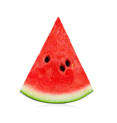 A fresh watermelon slice isolated on white background. - obrazy, fototapety, plakaty