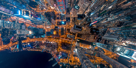 Panorama aerial view of Hong Kong Financial District - 283278430