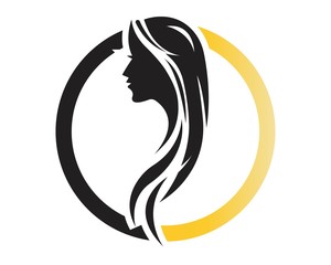 Beauty Women face silhouette character Logo Template