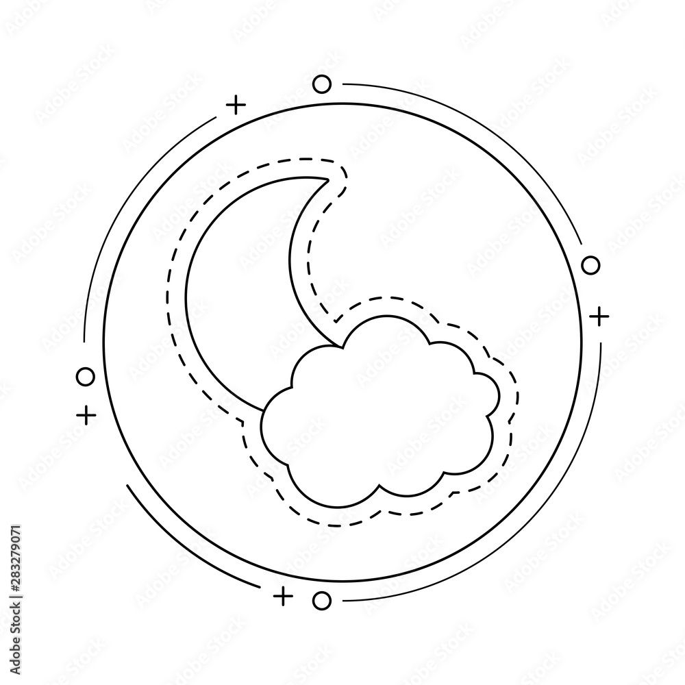 Poster patch of moon with cloud in frame circular