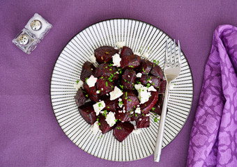 Roasted beets with feta cheese